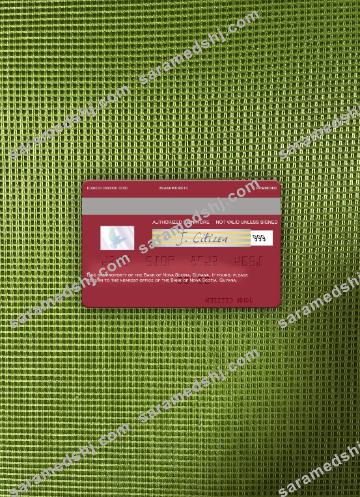 Guyana Bank of Nova Scotia visa debit card photolook back